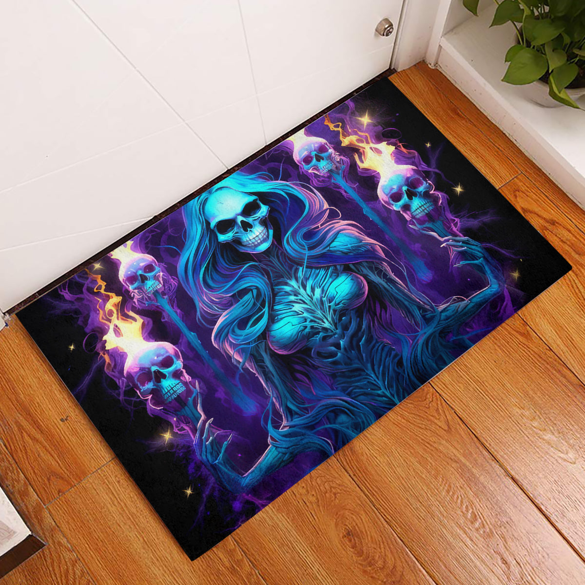 Witch Skull Rubber Doormat Wake Up Beasuty I't Time To Beast - Wonder Print Shop