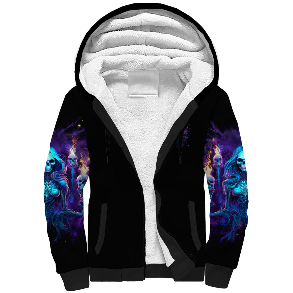 Witch Skull Sherpa Hoodie Wake Up Beasuty I't Time To Beast - Wonder Print Shop