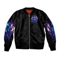 Witch Skull Sleeve Zip Bomber Jacket Wake Up Beasuty I't Time To Beast - Wonder Print Shop