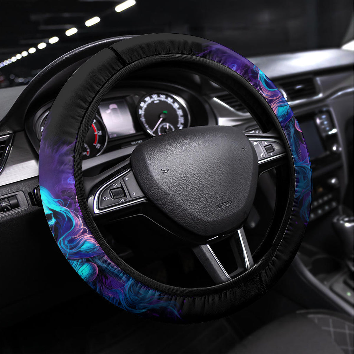 Witch Skull Steering Wheel Cover Wake Up Beasuty I't Time To Beast - Wonder Print Shop