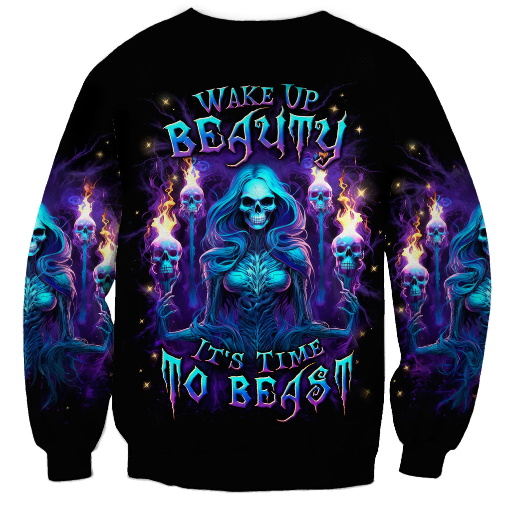 Witch Skull Sweatshirt Wake Up Beasuty I't Time To Beast - Wonder Print Shop