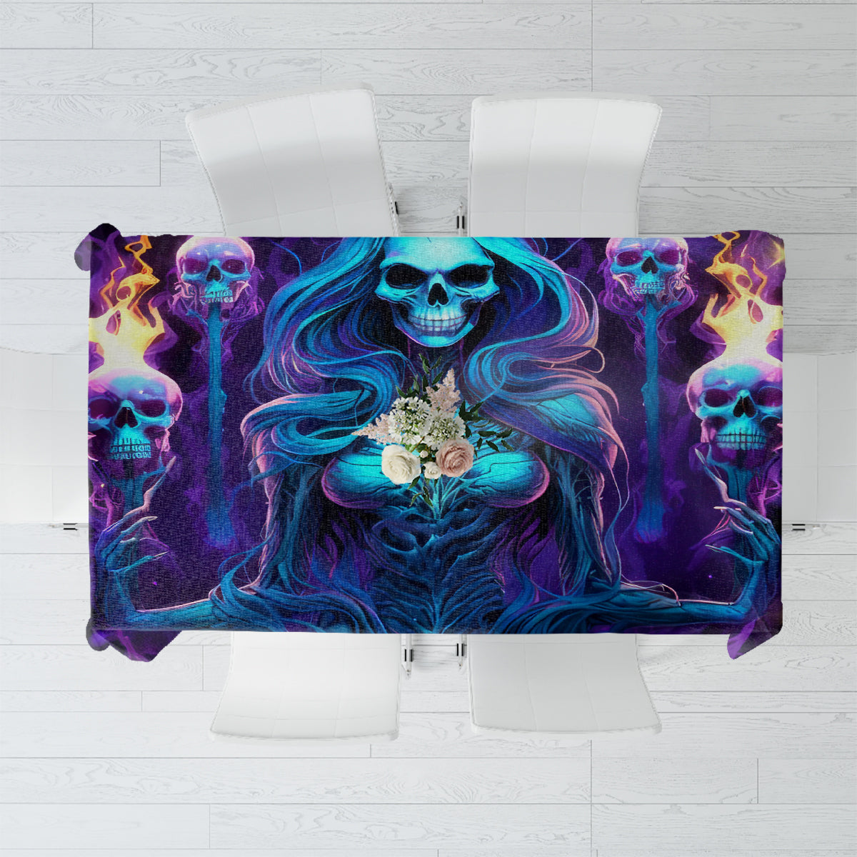 Witch Skull Tablecloth Wake Up Beasuty I't Time To Beast - Wonder Print Shop
