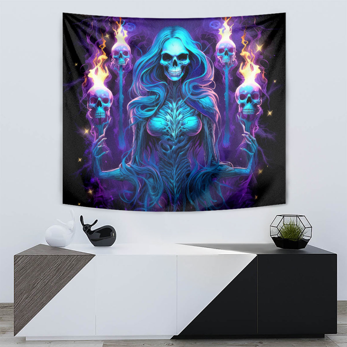 Witch Skull Tapestry Wake Up Beasuty I't Time To Beast - Wonder Print Shop