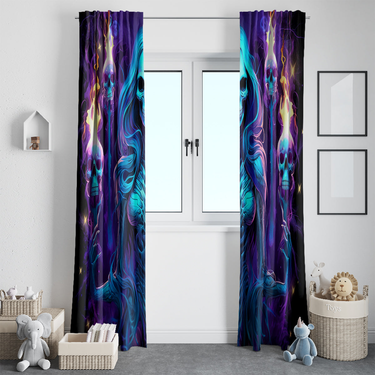 Witch Skull Window Curtain Wake Up Beasuty I't Time To Beast - Wonder Print Shop
