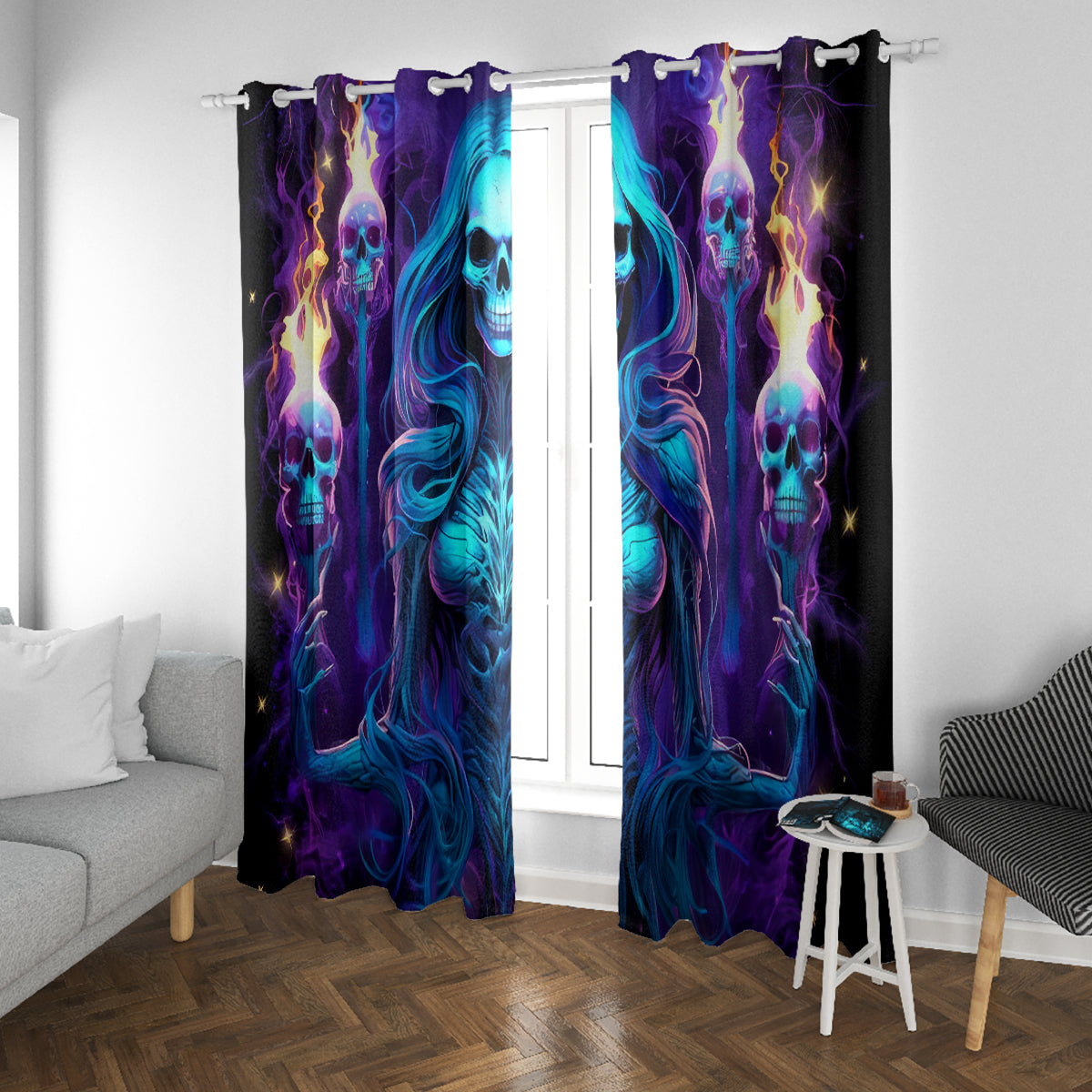 Witch Skull Window Curtain Wake Up Beasuty I't Time To Beast - Wonder Print Shop