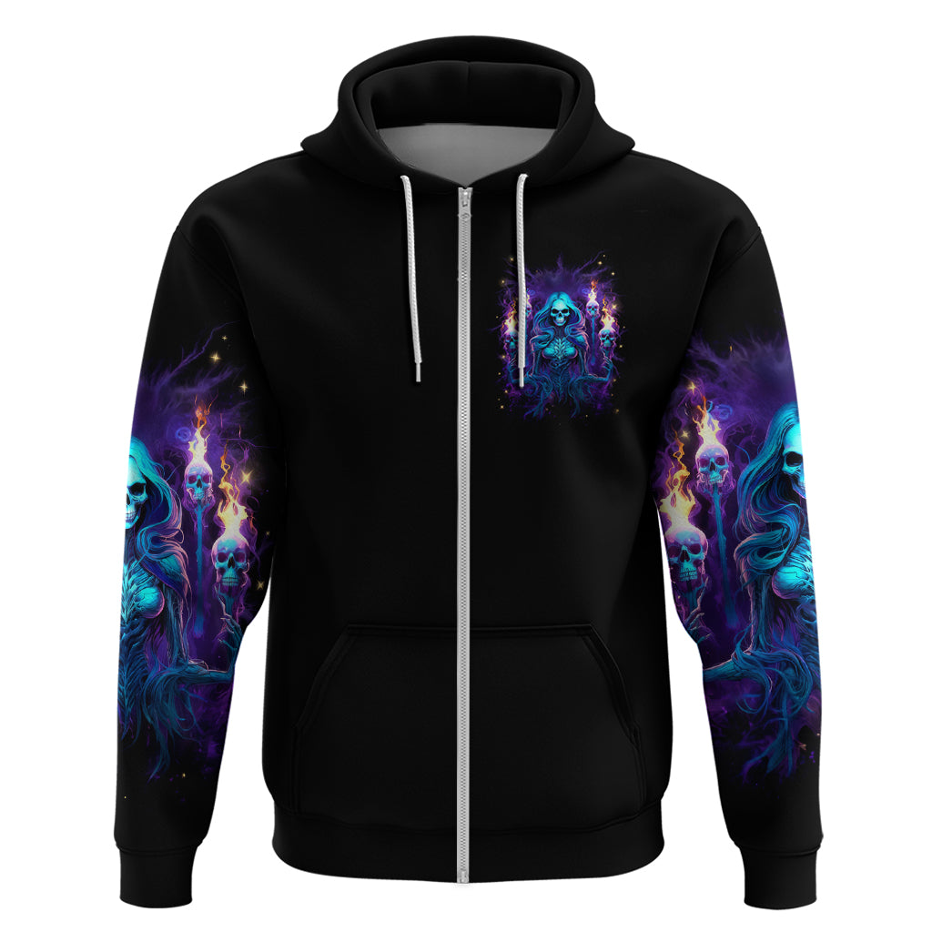 Witch Skull Zip Hoodie Wake Up Beasuty I't Time To Beast - Wonder Print Shop