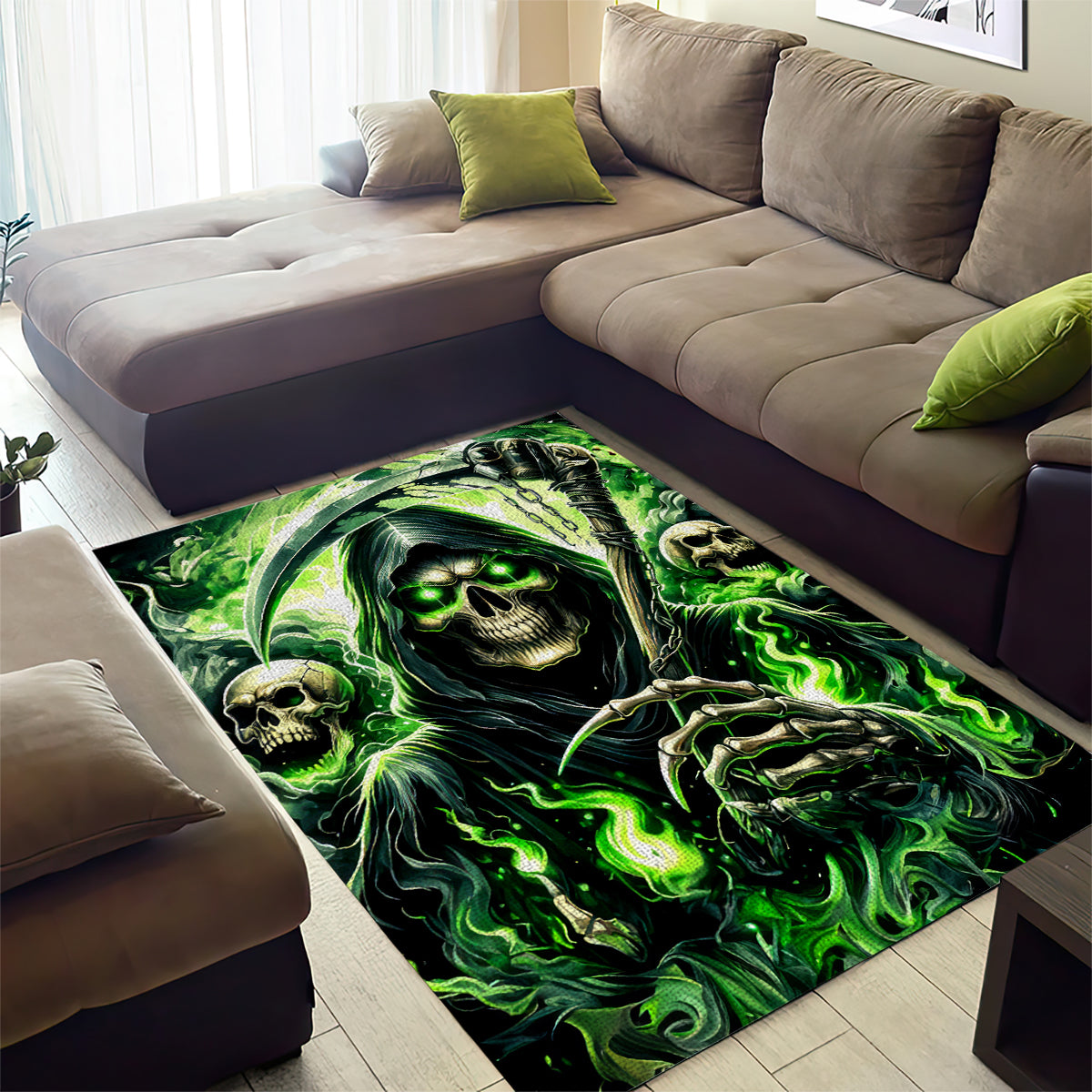 Flame Reaper Skull Area Rug I'm Not Anti Social I'm Just Not User Friendly - Wonder Print Shop