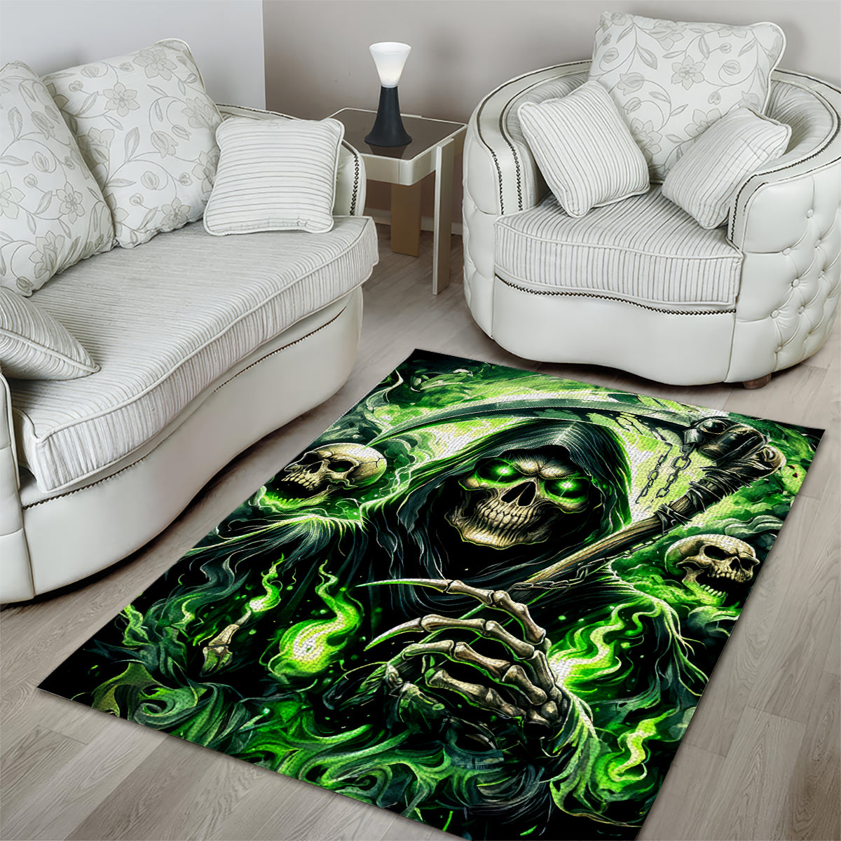 Flame Reaper Skull Area Rug I'm Not Anti Social I'm Just Not User Friendly - Wonder Print Shop