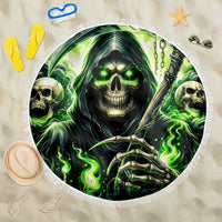 Flame Reaper Skull Beach Blanket I'm Not Anti Social I'm Just Not User Friendly - Wonder Print Shop