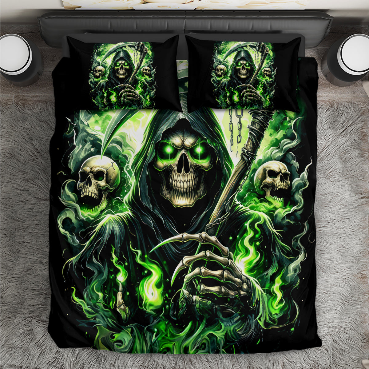 Flame Reaper Skull Bedding Set I'm Not Anti Social I'm Just Not User Friendly