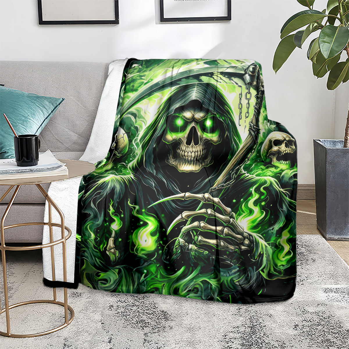 Flame Reaper Skull Blanket I'm Not Anti Social I'm Just Not User Friendly