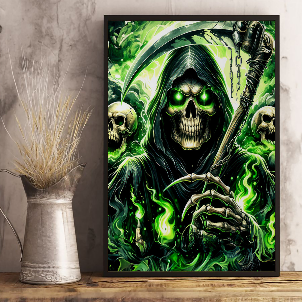 Flame Reaper Skull Canvas Wall Art I'm Not Anti Social I'm Just Not User Friendly - Wonder Print Shop