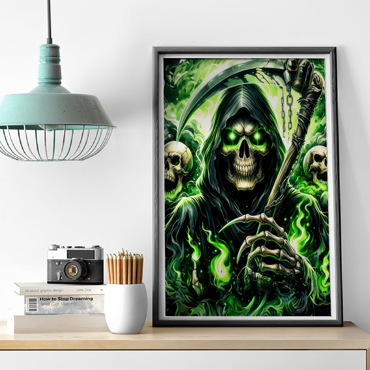 Flame Reaper Skull Canvas Wall Art I'm Not Anti Social I'm Just Not User Friendly - Wonder Print Shop