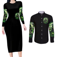 Flame Reaper Skull Couples Matching Long Sleeve Bodycon Dress and Long Sleeve Button Shirt I'm Not Anti Social I'm Just Not User Friendly - Wonder Print Shop