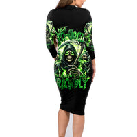 Flame Reaper Skull Family Matching Long Sleeve Bodycon Dress and Hawaiian Shirt I'm Not Anti Social I'm Just Not User Friendly - Wonder Print Shop
