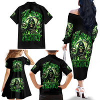 Flame Reaper Skull Family Matching Off Shoulder Long Sleeve Dress and Hawaiian Shirt I'm Not Anti Social I'm Just Not User Friendly - Wonder Print Shop