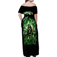 Flame Reaper Skull Family Matching Off Shoulder Maxi Dress and Hawaiian Shirt I'm Not Anti Social I'm Just Not User Friendly - Wonder Print Shop