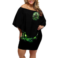 Flame Reaper Skull Family Matching Off Shoulder Short Dress and Hawaiian Shirt I'm Not Anti Social I'm Just Not User Friendly - Wonder Print Shop