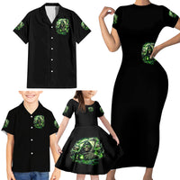 Flame Reaper Skull Family Matching Short Sleeve Bodycon Dress and Hawaiian Shirt I'm Not Anti Social I'm Just Not User Friendly - Wonder Print Shop