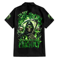 Flame Reaper Skull Family Matching Short Sleeve Bodycon Dress and Hawaiian Shirt I'm Not Anti Social I'm Just Not User Friendly - Wonder Print Shop