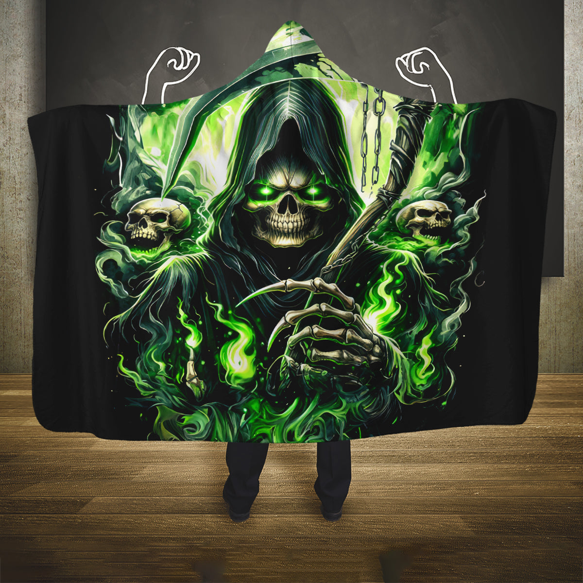 Flame Reaper Skull Hooded Blanket I'm Not Anti Social I'm Just Not User Friendly