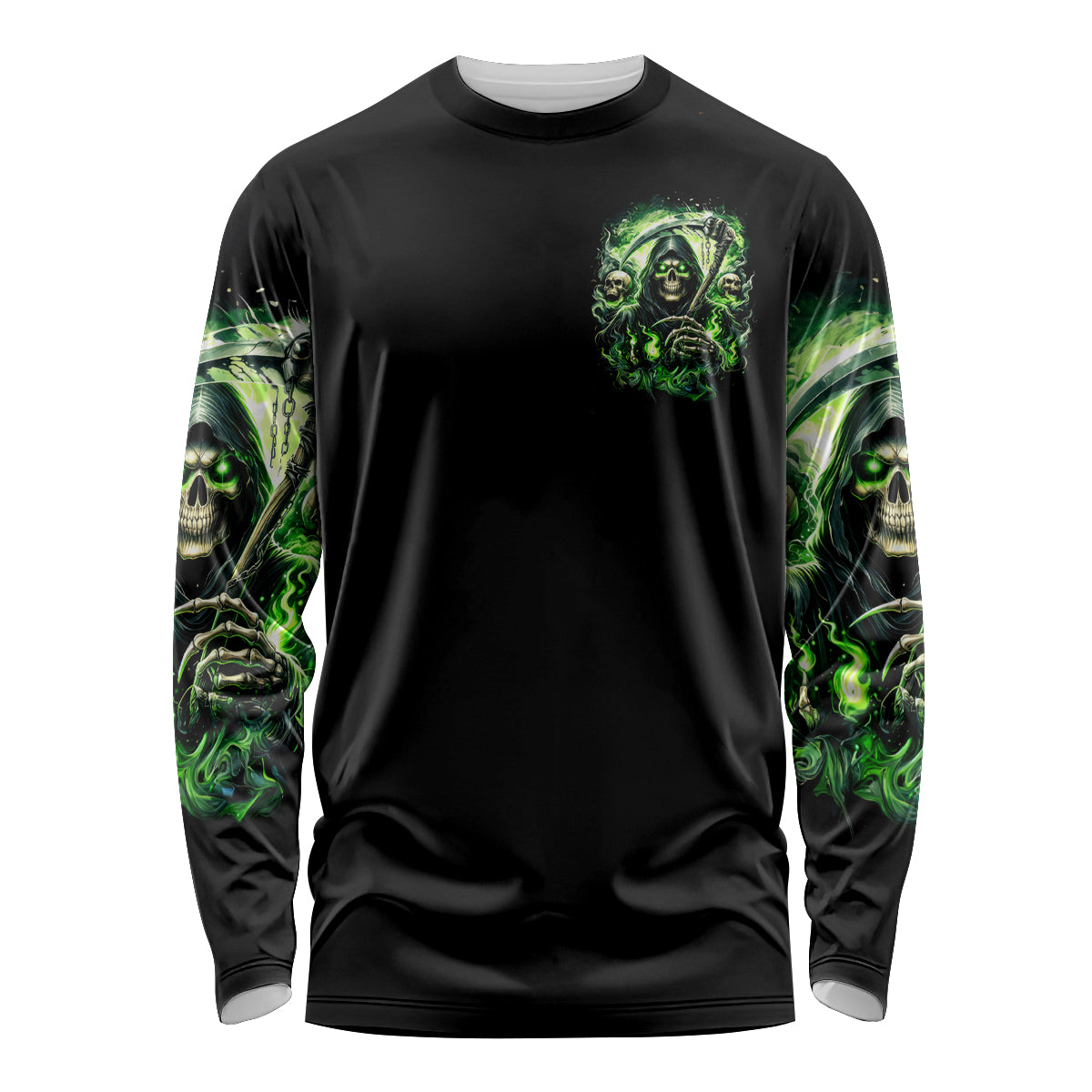 Flame Reaper Skull Long Sleeve Shirt I'm Not Anti Social I'm Just Not User Friendly - Wonder Print Shop