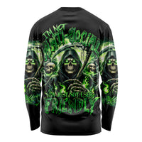 Flame Reaper Skull Long Sleeve Shirt I'm Not Anti Social I'm Just Not User Friendly - Wonder Print Shop