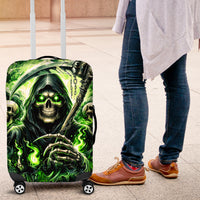 Flame Reaper Skull Luggage Cover I'm Not Anti Social I'm Just Not User Friendly - Wonder Print Shop
