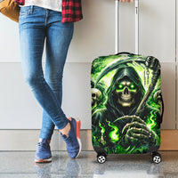 Flame Reaper Skull Luggage Cover I'm Not Anti Social I'm Just Not User Friendly - Wonder Print Shop