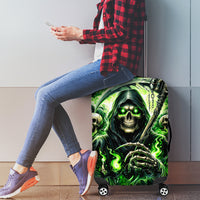 Flame Reaper Skull Luggage Cover I'm Not Anti Social I'm Just Not User Friendly - Wonder Print Shop