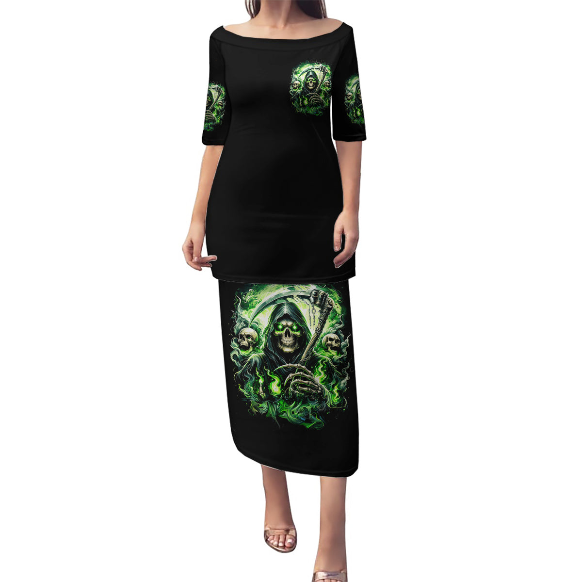 Flame Reaper Skull Puletasi I'm Not Anti Social I'm Just Not User Friendly - Wonder Print Shop