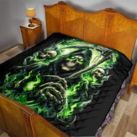 Flame Reaper Skull Quilt I'm Not Anti Social I'm Just Not User Friendly - Wonder Print Shop