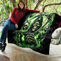 Flame Reaper Skull Quilt I'm Not Anti Social I'm Just Not User Friendly - Wonder Print Shop