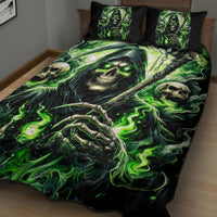 Flame Reaper Skull Quilt Bed Set I'm Not Anti Social I'm Just Not User Friendly - Wonder Print Shop