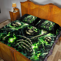 Flame Reaper Skull Quilt Bed Set I'm Not Anti Social I'm Just Not User Friendly - Wonder Print Shop