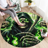 Flame Reaper Skull Round Carpet I'm Not Anti Social I'm Just Not User Friendly