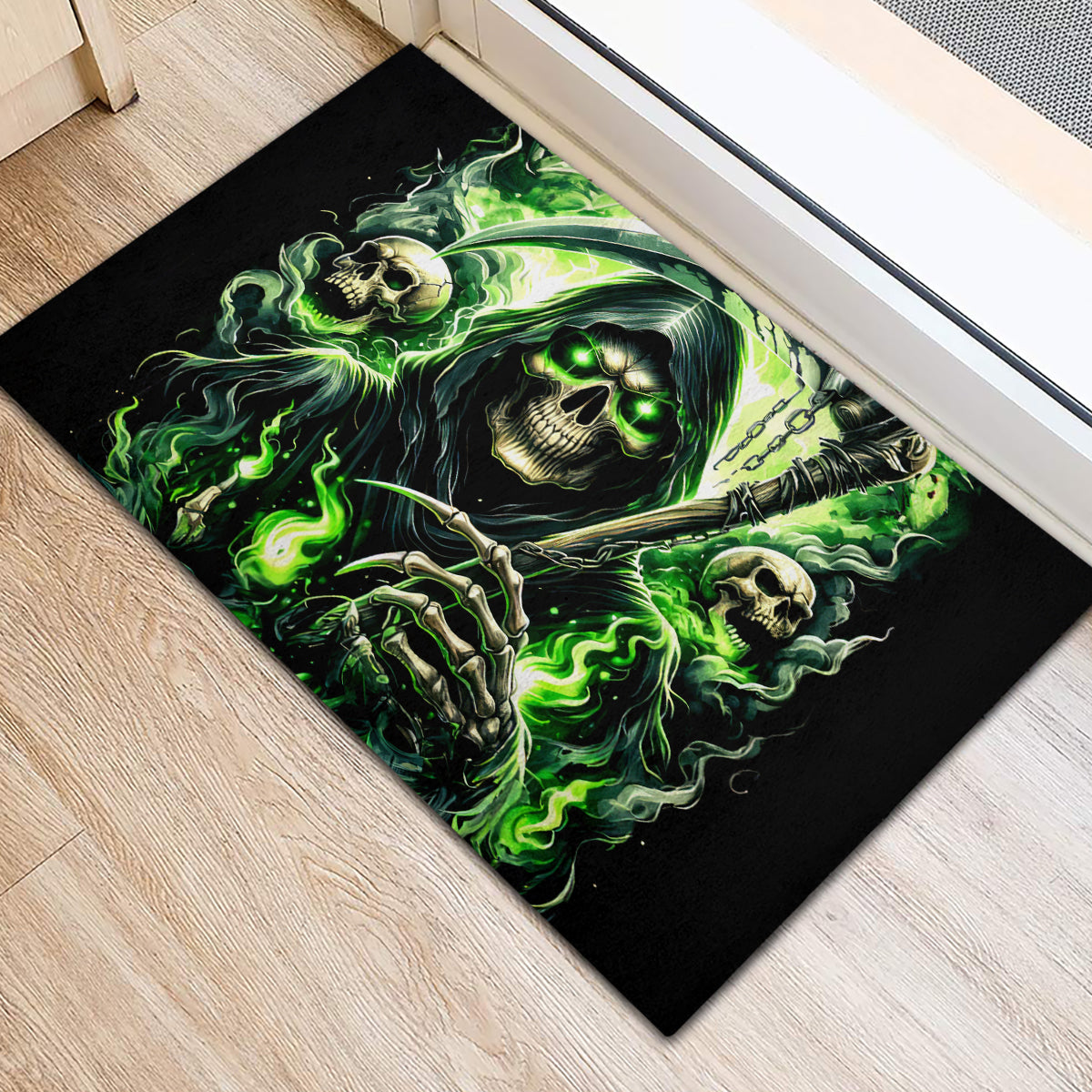 Flame Reaper Skull Rubber Doormat I'm Not Anti Social I'm Just Not User Friendly - Wonder Print Shop