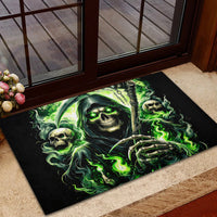 Flame Reaper Skull Rubber Doormat I'm Not Anti Social I'm Just Not User Friendly - Wonder Print Shop