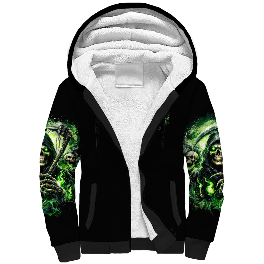 Flame Reaper Skull Sherpa Hoodie I'm Not Anti Social I'm Just Not User Friendly - Wonder Print Shop