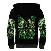 Flame Reaper Skull Sherpa Hoodie I'm Not Anti Social I'm Just Not User Friendly - Wonder Print Shop