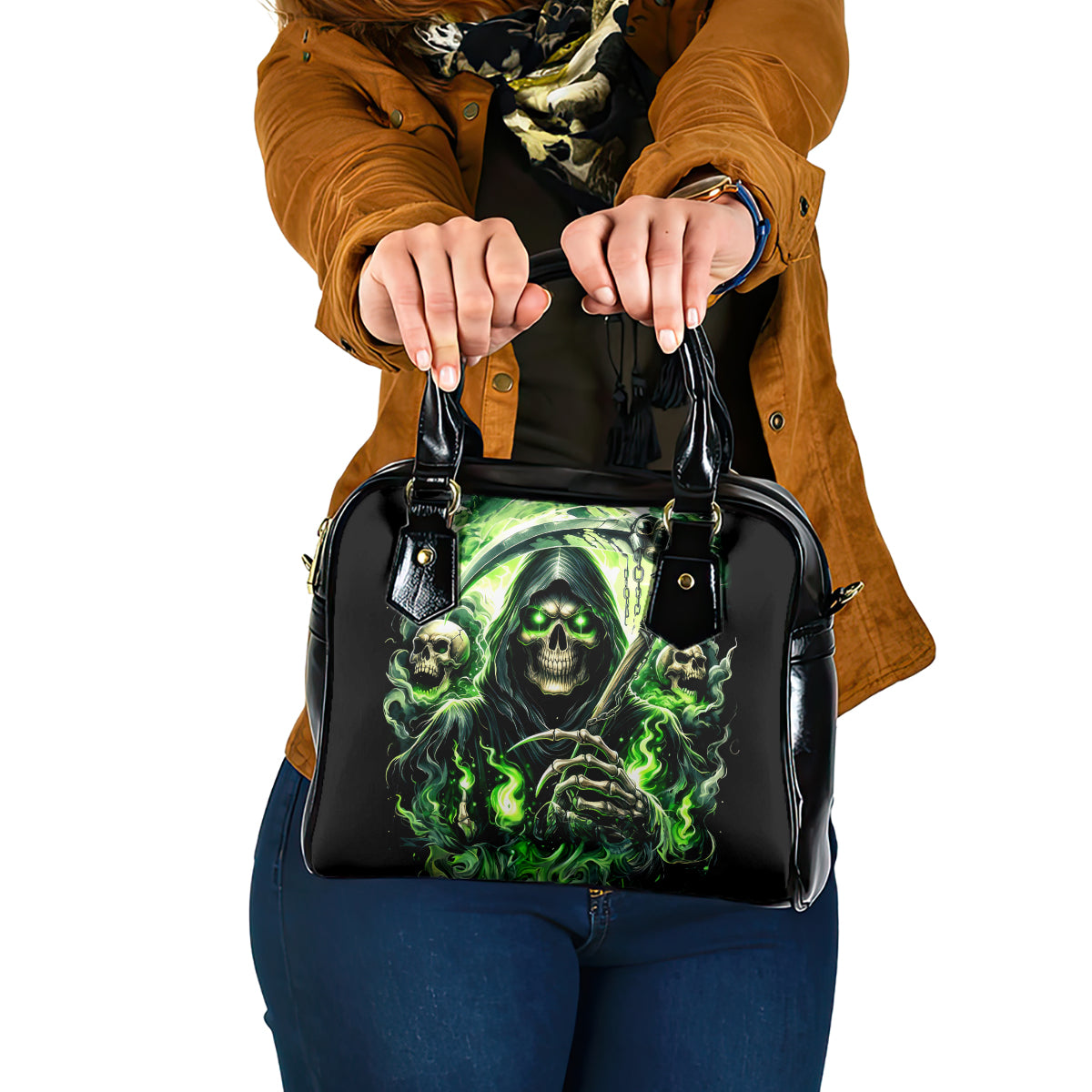 Flame Reaper Skull Shoulder Handbag I'm Not Anti Social I'm Just Not User Friendly