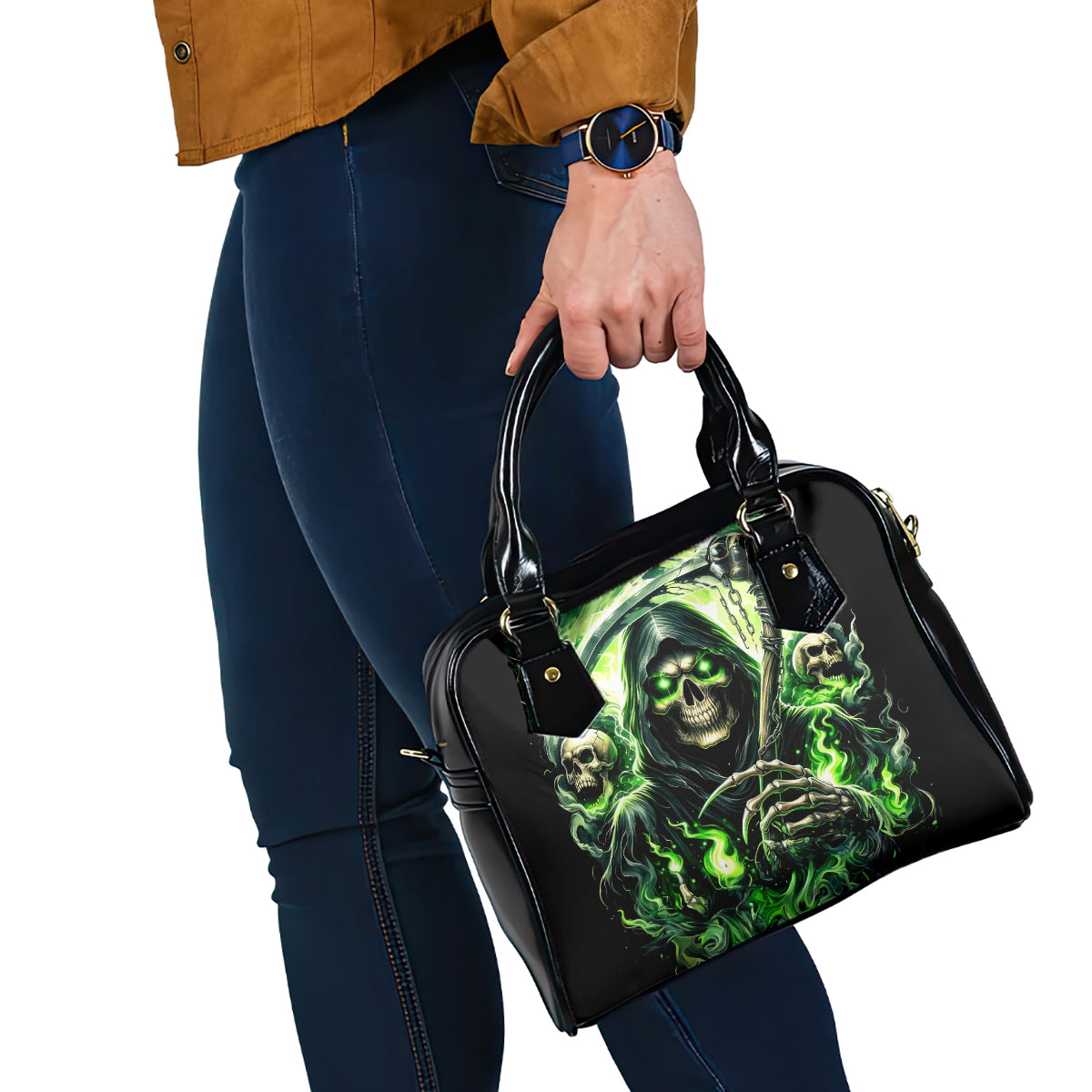 Flame Reaper Skull Shoulder Handbag I'm Not Anti Social I'm Just Not User Friendly