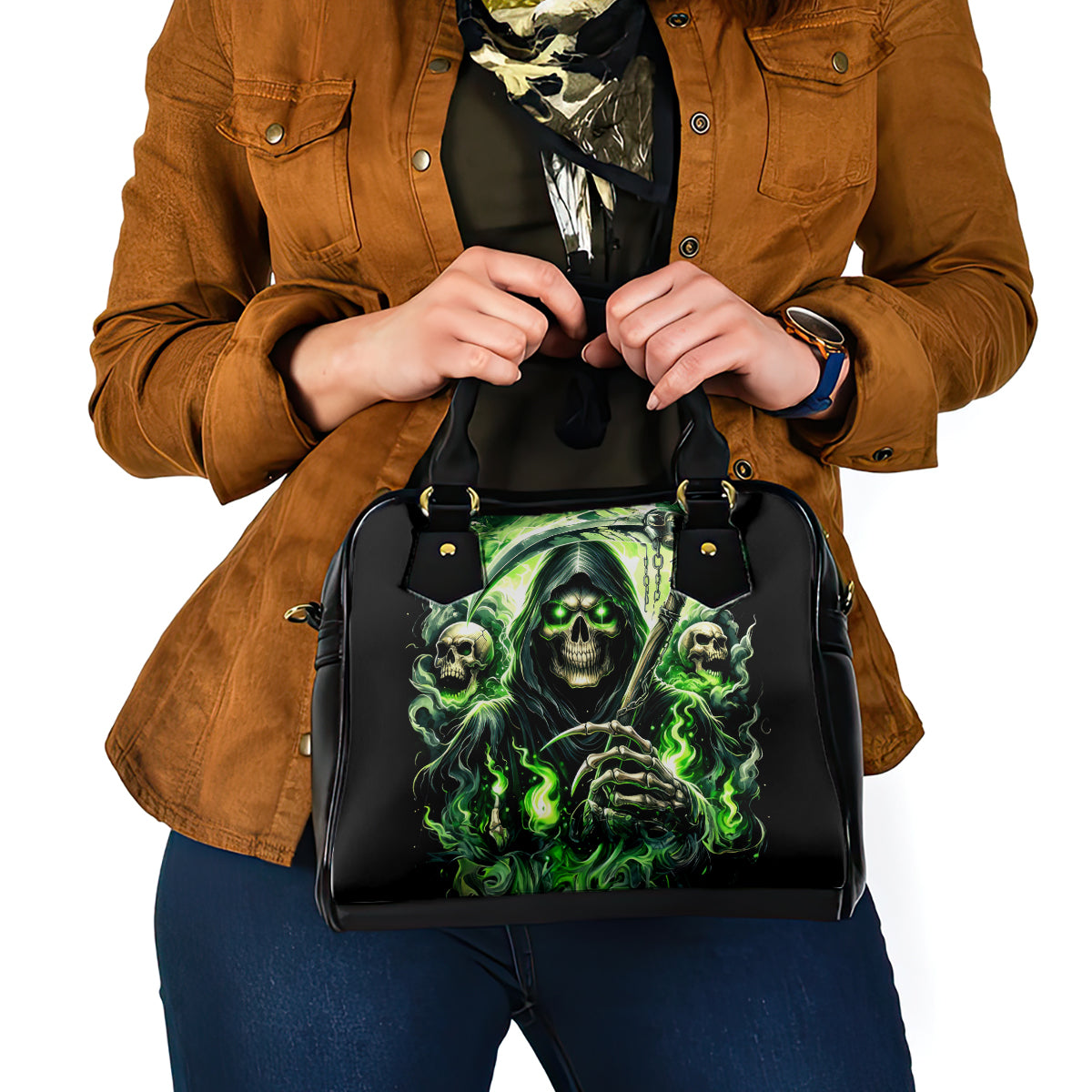Flame Reaper Skull Shoulder Handbag I'm Not Anti Social I'm Just Not User Friendly