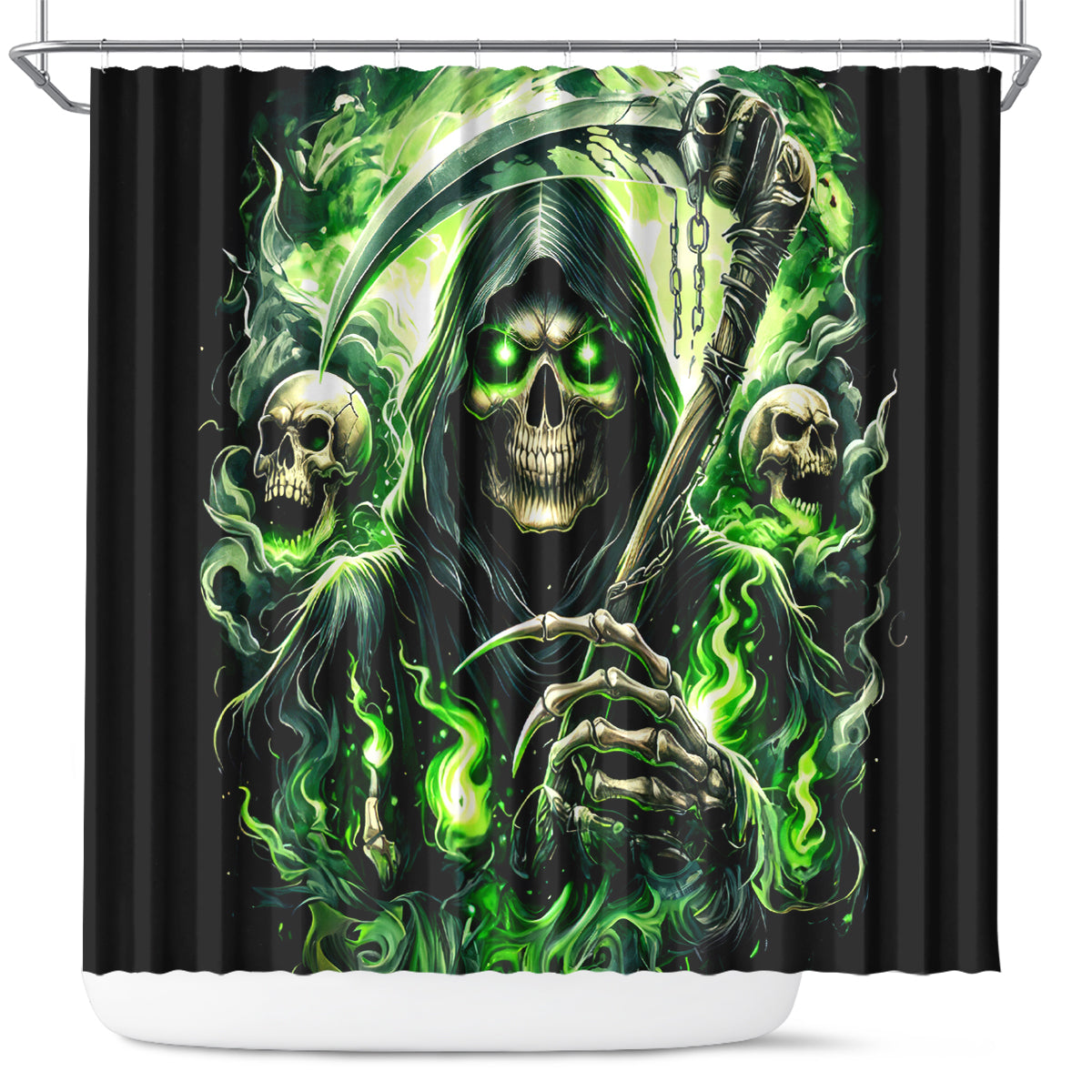Flame Reaper Skull Shower Curtain I'm Not Anti Social I'm Just Not User Friendly