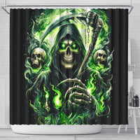 Flame Reaper Skull Shower Curtain I'm Not Anti Social I'm Just Not User Friendly