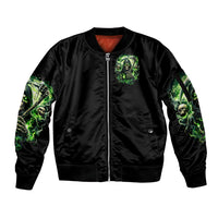Flame Reaper Skull Sleeve Zip Bomber Jacket I'm Not Anti Social I'm Just Not User Friendly - Wonder Print Shop