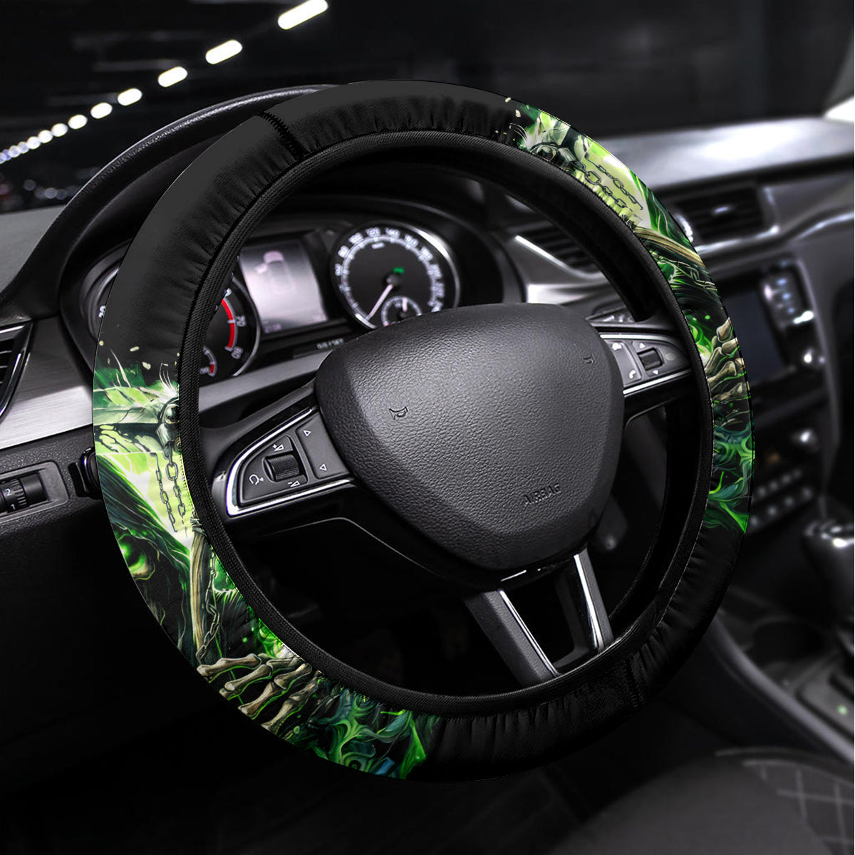 Flame Reaper Skull Steering Wheel Cover I'm Not Anti Social I'm Just Not User Friendly - Wonder Print Shop