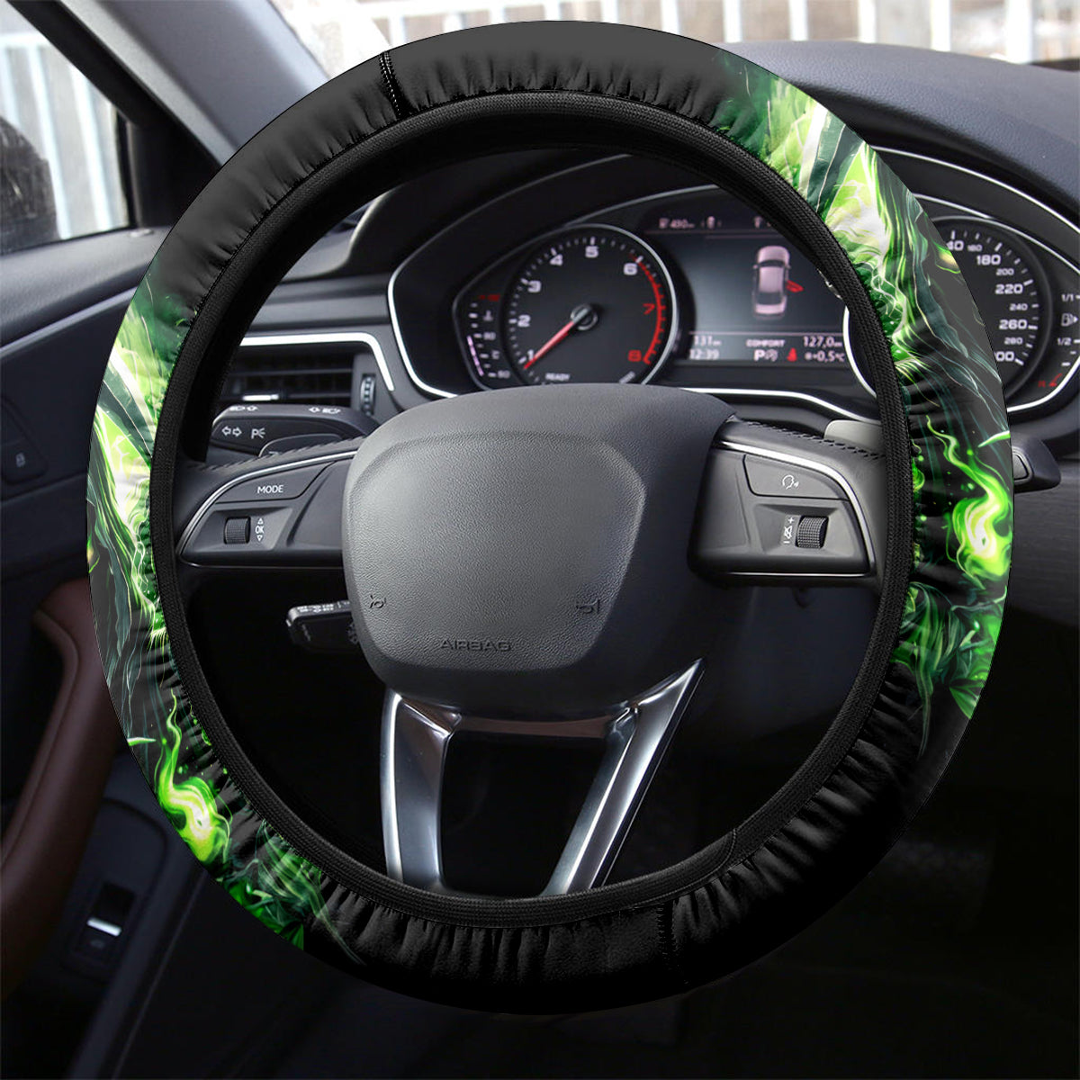 Flame Reaper Skull Steering Wheel Cover I'm Not Anti Social I'm Just Not User Friendly - Wonder Print Shop