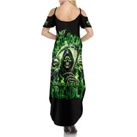 Flame Reaper Skull Summer Maxi Dress I'm Not Anti Social I'm Just Not User Friendly - Wonder Print Shop