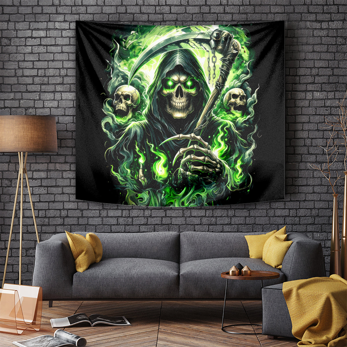 Flame Reaper Skull Tapestry I'm Not Anti Social I'm Just Not User Friendly - Wonder Print Shop